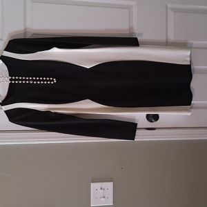 Black and white color block dress